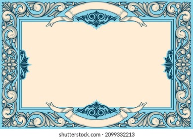 Decorative ornate retro design blank frame