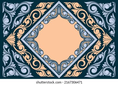 Decorative ornate retro design blank card