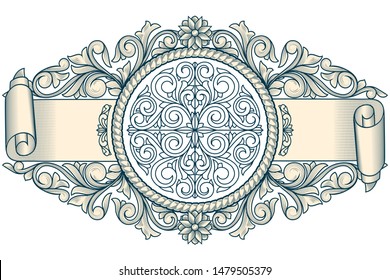 Decorative ornate retro design emblem