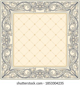 Decorative ornate retro floral blank frame