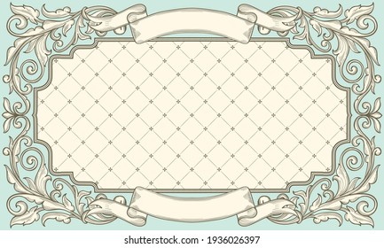 Decorative ornate retro floral blank card