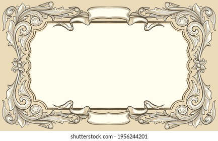 Decorative ornate retro floral blank frame