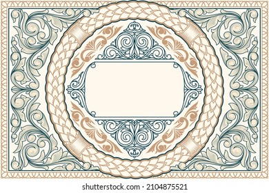 Decorative ornate retro floral blank card