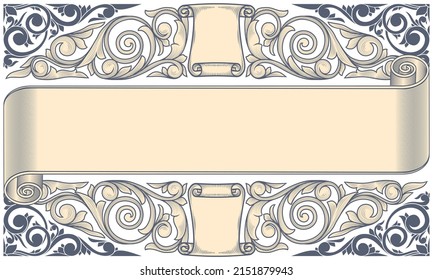 Decorative ornate retro floral blank card