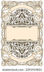 Decorative ornate retro floral blank card template