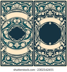 Decorative ornate retro floral blank card