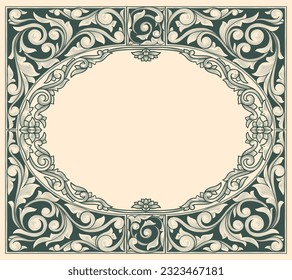 Decorative ornate retro floral blank frame template