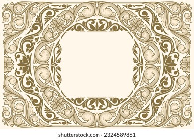 Decorative ornate retro floral blank card template