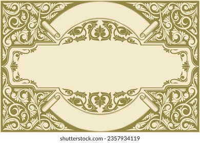 Decorative ornate retro floral blank card template