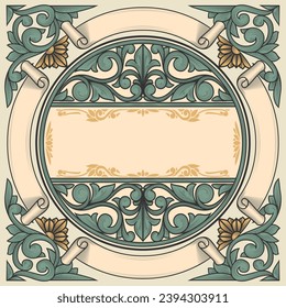 Decorative ornate retro floral blank card