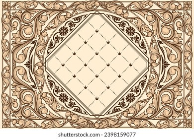 Decorative ornate retro floral blank card template