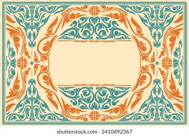 Decorative ornate retro floral blank card