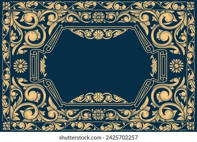 Decorative ornate retro floral blank card template