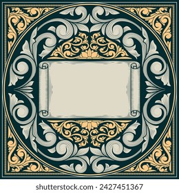 Decorative ornate retro floral blank card