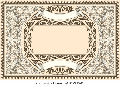 Decorative ornate retro floral blank card template