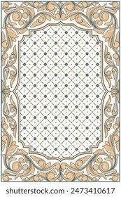 Decorative ornate retro floral blank card template