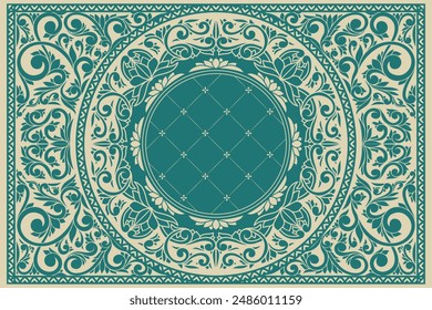 Decorative ornate retro floral blank card template