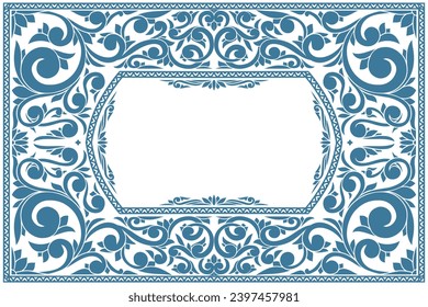 Decorative ornate retro monochrome blank card template