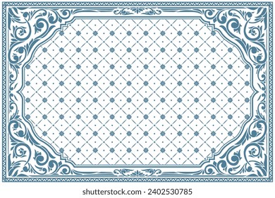 Decorative ornate retro monochrome blank card template