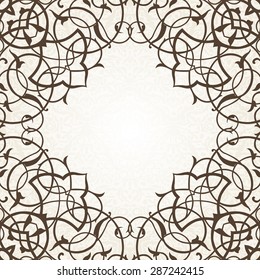 Decorative ornate round frame in Victorian style. Ornamental round border for wedding invitations and greeting cards.Vector illustration