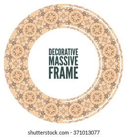Decorative ornate round frame in Victorian style. Ornamental round border for wedding invitations and greeting cards.Vector illustration
