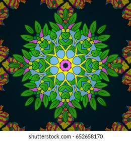 Decorative ornate round mandala. Vintage vector pattern. Invitation, wedding card, scrapbooking. Colored stickers, flash temporary tattoo, mehndi and yoga design, boho, magic symbol. Colored over.