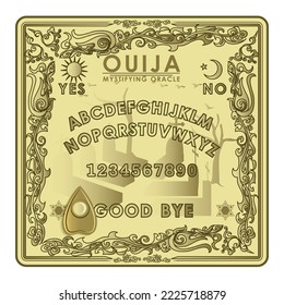 Decorative Ouija Oracle board in the Graveyard design concept isolated on white background in vector illustration