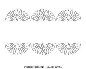 Decorative outline border with botanical shapes. Elegant ornamental frame with symmetrical seaweed patterns, ideal for invitations and branding 