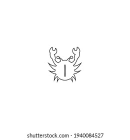 Decorative outline crab,  marine animal, cartoon doodle character design, Cute flat vector illustration isolated on white, for design zoo alphabet, children invitation, greeting card