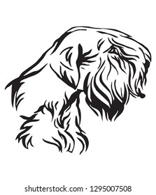 Decorative outline portrait of Dog Sealyham Terrier looking in profile, vector illustration in black color isolated on white background. Image for design and tattoo. 