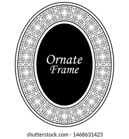 Decorative oval modern retro frame. Black border on white background