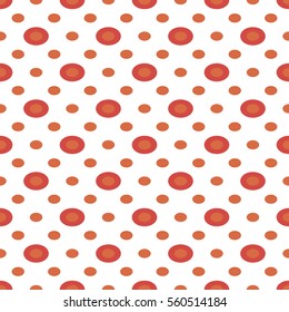 Decorative ovals. Seamless pattern. Red on a white background. Suitable for packing, Wallpaper, printing, cosmetics, Soaps. Vector illustration