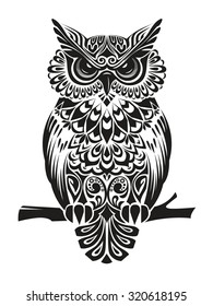 Owl Tattoo Stock Vector (Royalty Free) 235059841 | Shutterstock