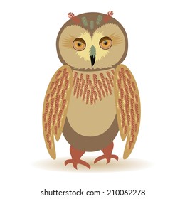 decorative owl with beautiful feathers isolated