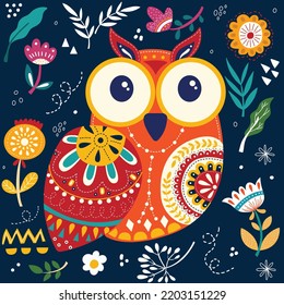 Decorative OWL hand drawn pattern vector design