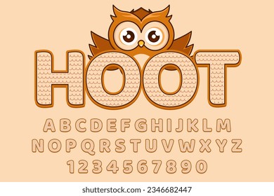 decorative owl hoot editable text effect vector design
