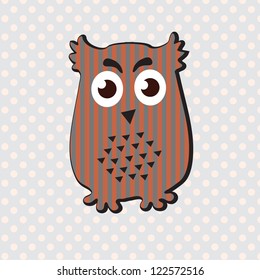 Decorative owl with interesting look. Vector art./ Striped owl