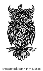 Decorative owl silhouette on a white background