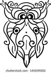 Decorative owl sketch, illustration, vector on white background.