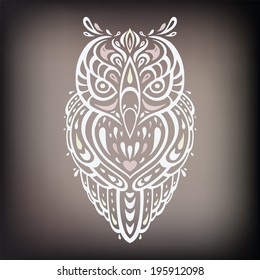 Decorative Owl. Tribal pattern. Ethnic tattoo. Vector illustration.
