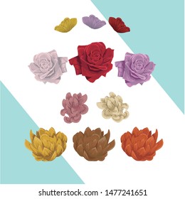 Decorative package of vectorial flowers for your designs