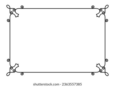 Marco de página decorativo. Marco de página ornamental dibujado a mano. Elegante adorno estampado aislado. Borde lineal o esquina para certificado, tarjeta, carteles, menú, decoración de portada. Ilustración del vector