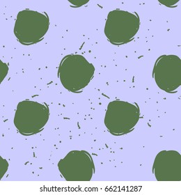 Decorative paint pattern with hand draw green circles. Seamless pattern. eps10