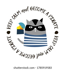 Decorative painted cats. KEEP CALM. Cute cartoon. Vector illustration for web design or print.