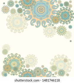 Decorative paisley  background with ornamental rosettes - mandala, stylized sea stars