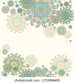 Decorative paisley  background with ornamental rosettes - mandala, stylized sea stars
