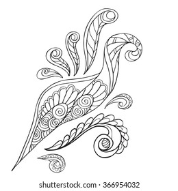 Decorative paisleys element collection. Vector illustration. Good for coloring book for adult and older children. Coloring page. Outline drawing.