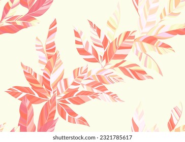 Decorative palm foliage seamless pattern design. Bright organic spring dress fabric print. Hawaiian tree branch leafage repeat pattern. Exotic flora elements.