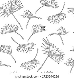 Decorative palm illustration. Hand drawn tropical leaves. Seamless vector pattern.