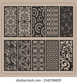 Decorative Panel Laser Cut Set. Vector Motif Collection translate  Set Potong Laser Dekoratif Panel. Koleksi Motif Vektor.3